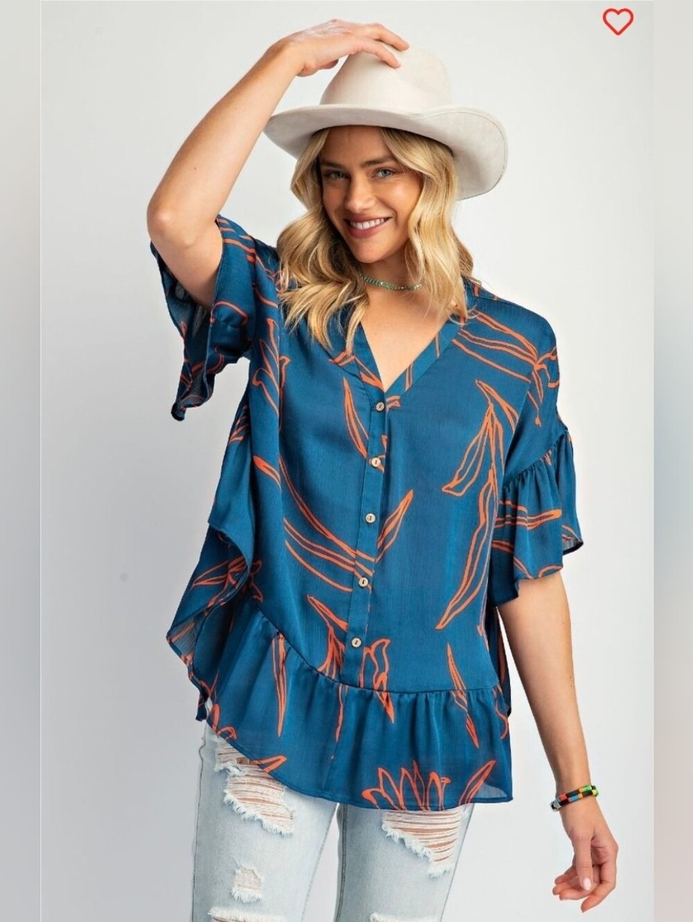 Easel Teal Crinkled Satin Ruffle Tunic Top – Size Small Oversized NWT